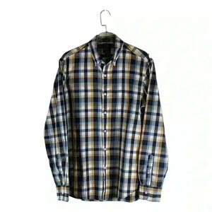 J. Crew Men’s Slim Flex Washed Button Down Oxford Shirt Size M Blue Yellow Plaid